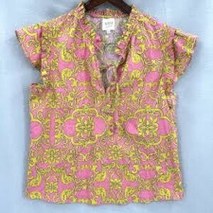 MISA - Pink and yellow Aranciatta Abril blouse
